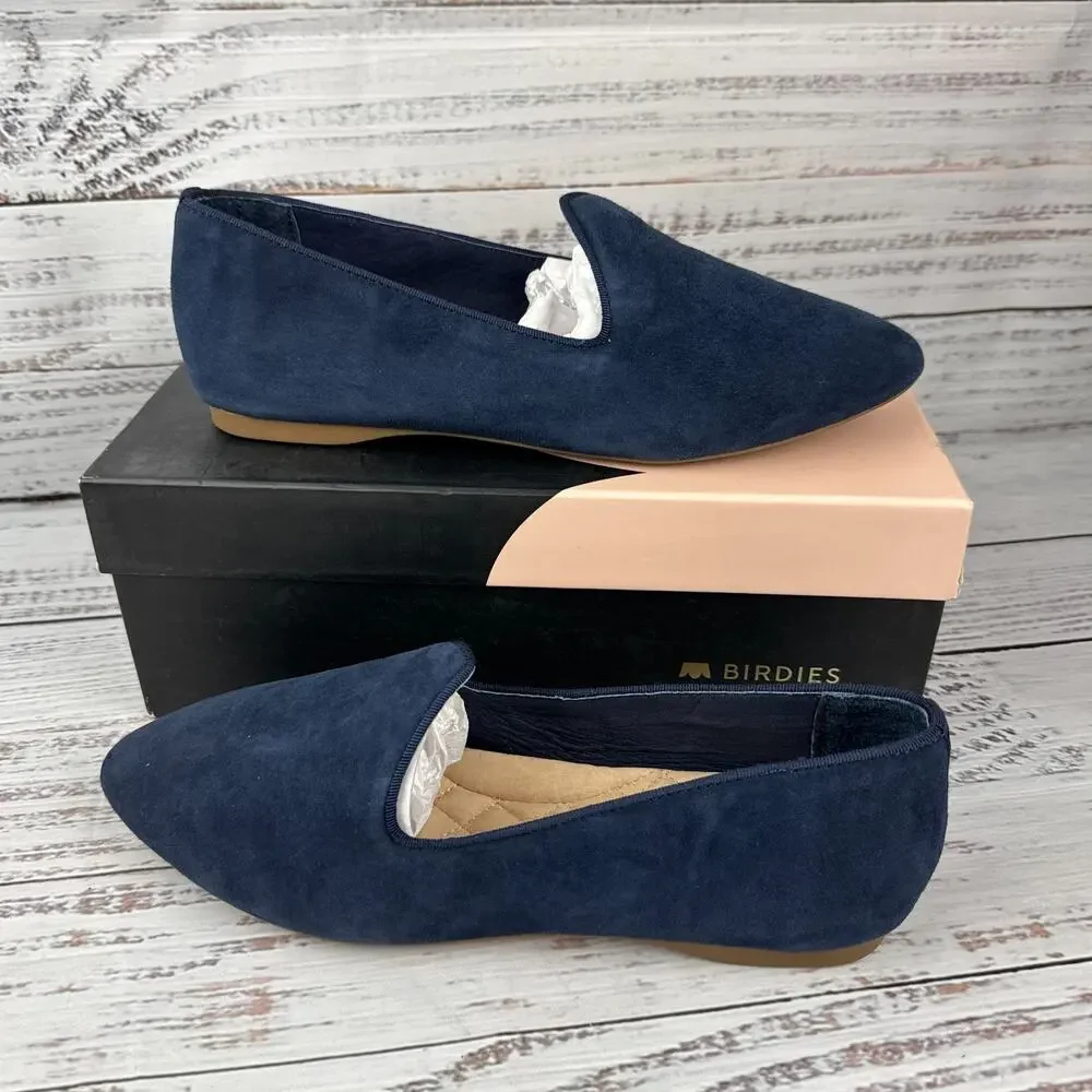 Birdies The Heron Womens US 7.5 Flat Navy Suede
